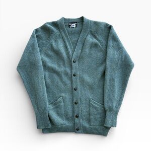 Vintage 80s Allen Solly 100% Lambswool Moss Green Cardigan Medium